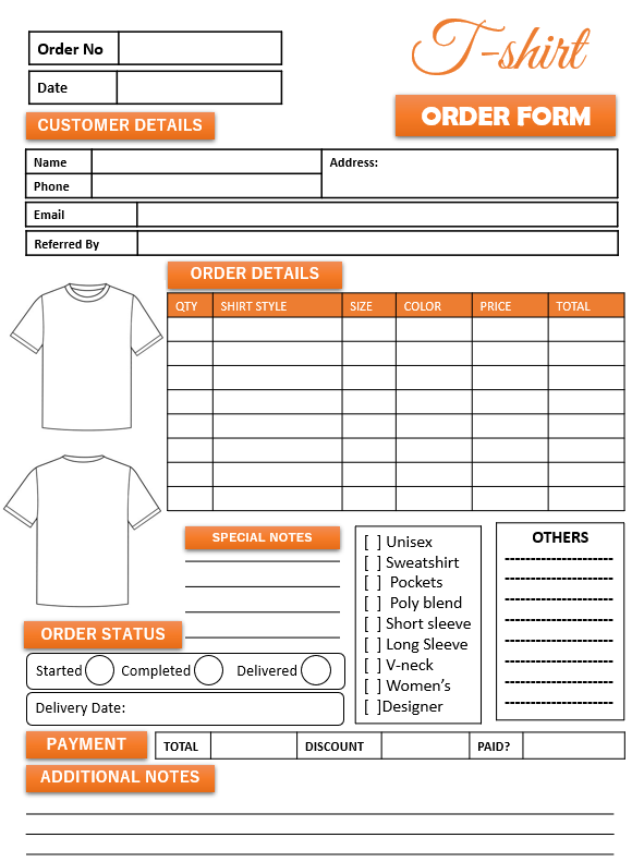 T-Shirt Order Form